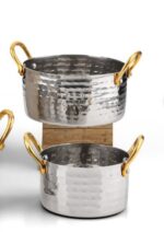 ظرف سرو استیل هندی گرد دسته دار بزرگ کد 2006 - تصویر 3