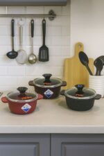 قابلمه چدن گرانیت سایز 16 رنگ زرشکی